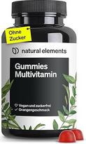 natural elements Gummies Multivitaminas - 120 vaisinių guminukų - natūralus aromatas - 12 vitaminų ir mineralų (vitaminas C, D3, biotinas, folio rūgštis, cinkas ir kt.) - laboratoriškai patikrinta