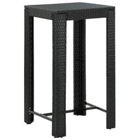 vidaXL Sodo baro staliukas, juodas, 60,5x60,5x110,5cm, poliratanas