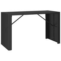 vidaXL Stalas su stikliniu stalviršiu, juodas, 185x80x110cm, ratanas