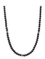 Nialaya - Beaded Necklace With Matte Onyx And Silver - Grandinėlė - Juoda