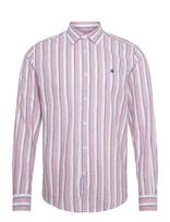 Morris - Douglas Linen Mix Stripe Shirt-Classic Fit - Laisvalaikio marškiniai - Rožinė