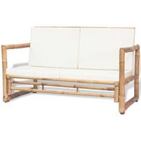 Dvivietė sodo sofa su pagalvėlėmis, pilkos spalvos, bambukas
