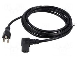 Cable | 3x18AWG | IEC C13 female angled right,NEMA 5-15 (B) plug