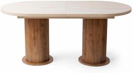 Valgomojo stalas išskleidžiamas Kalune Design Gusto, riešuto sp./travertine sp., 180 - 216 cm x 90 cm x 77 cm