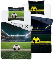 Vaikiškas patalynės užvalkalų komplektas Glow In The Dark Football PPE-165, balta sp./juoda sp./žalia sp., 160 x 200 cm