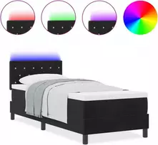 LED Čiužinio Lova su čiužiniu su LED Juoda 80 x 200 cm Aksomas