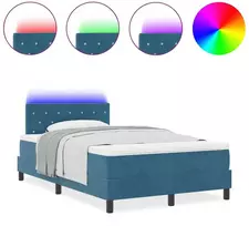 LED Čiužinio Lova su LED Tamsiai mėlyna 120 x 200 cm Aksomas