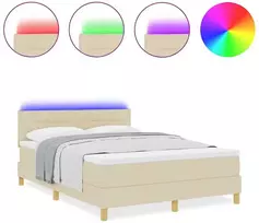 LED Čiužinio Lova su galvūgalio Kreminė 140 x 200 cm audinys