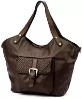 Moteriška odinė shopper tipo rankinė VS016, tamsiai ruda, talpina A4