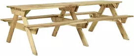 Lauko baldų komplektas Iškylų stalas su suoliukais, 220x122x72cm, impregnuota pušis
