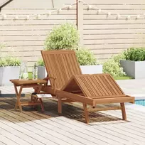Saulės gultas 2 pcs Kieto teka medžio Ruda