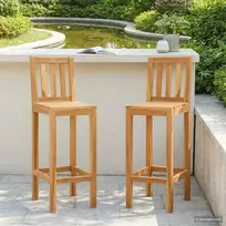 Baro taburetė 2 pcs Natūrali Kieto teka medžio