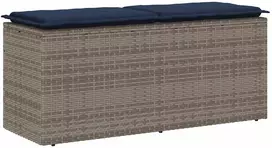 Lauko baldų komplektas sodo suolas su pagalvėlė pilka 110x40x44 cm polietileno rotango