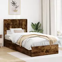 Lova Lovos rėmas su saugojimu ir nugara Dūminio ąžuolo 100 x 200 cm