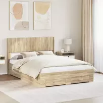 Lovos rėmas su saugojimu ir nugara Sonoma ąžuolas 150 x 200 cm