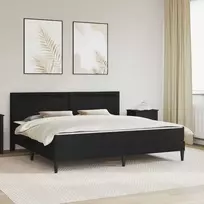 Lovos rėmas su LED juostelėmis Juoda 200 x 200 cm Dirbtinė oda