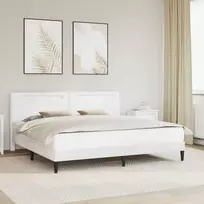 Lovos rėmas su LED juostelėmis Balta 200 x 200 cm Dirbtinė oda