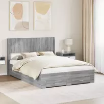 Lova Lovos rėmas su saugojimu ir nugara Pilka Sonoma 135 x 190 cm