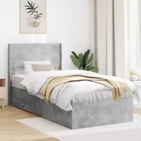 Lova Lovos rėmas su saugojimu ir nugara Betono pilka 90 x 190 cm