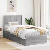 Lova Lovos rėmas su saugojimu ir nugara Pilka Sonoma 90 x 190 cm