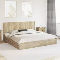 Lovos rėmas su saugojimu ir nugara Sonoma ąžuolas 180 x 200 cm