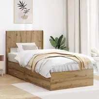 Lova Lovos rėmas su saugojimu ir nugara Artisano ąžuolo 90 x 190 cm