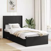 Lova Lovos rėmas su saugojimu ir nugara Juoda 75 x 190 cm