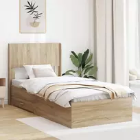 Lova Lovos rėmas su saugojimu ir nugara Sonoma ąžuolas 75 x 190 cm