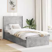 Lova Lovos rėmas su saugojimu ir nugara Betono pilka 75 x 190 cm