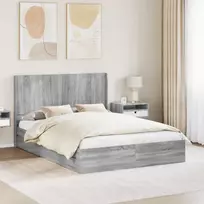 Lovos rėmas su saugojimu ir nugara Pilka Sonoma 140 x 200 cm
