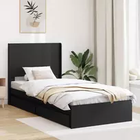Lova Lovos rėmas su saugojimu ir nugara Juoda 75 x 190 cm