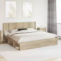 Lovos rėmas su saugojimu ir nugara Sonoma ąžuolas 180 x 200 cm