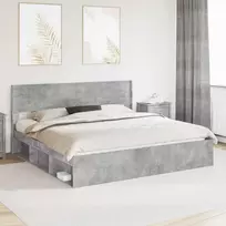 Lovos rėmas su saugojimu ir nugara Betono pilka 180 x 200 cm