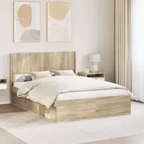 Lovos rėmas su saugojimu ir nugara Sonoma ąžuolas 150 x 200 cm