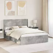 Lova Lovos rėmas su saugojimu ir nugara Betono pilka 135 x 190 cm