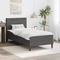 Lova Lovos rėmas su LED juostelėmis Pilka 90 x 190 cm Dirbtinė oda