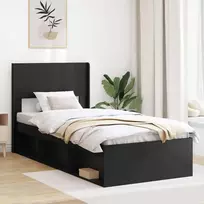 Lova Lovos rėmas su saugojimu ir nugara Juoda 75 x 190 cm