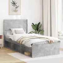 Lova Lovos rėmas su saugojimu ir nugara Betono pilka 75 x 190 cm