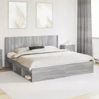 Lovos rėmas su saugojimu ir nugara Pilka Sonoma 180 x 200 cm