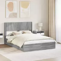 Lovos rėmas su saugojimu ir nugara Pilka Sonoma 150 x 200 cm