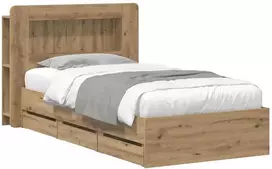 Lova Lovos rėmas su saugojimu ir nugara Artisano ąžuolo 80 x 200 cm
