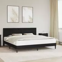 Lovos rėmas su LED juostelėmis Juoda 200 x 200 cm Dirbtinė oda
