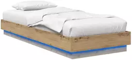 Lova Lovos rėmas su LED Artisano ąžuolo 80 x 200 cm Apdirbta mediena