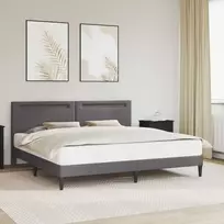 Lovos rėmas su LED juostelėmis Pilka 200 x 200 cm Dirbtinė oda
