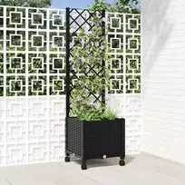 Sodo vazonas su treliu ir ratais Juoda 40 x 40 x 146 cm PP