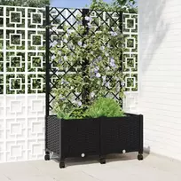 Sodo vazonas su treliu ir ratais Juoda 80 x 40 x 146 cm PP