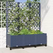 Sodo vazonas su treliu ir ratais Mėlyna Pilka 120 x 40 x 146 cm
