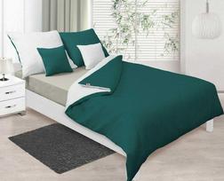 Patalynės komplektas Multitex Patalynė satynowa 220x200 Double Face balta žalia ciemna 01+34 KG