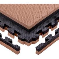 Tatami dėlionės kilimėlis inSPORTline Malmeida 100 x 100 x 4 cm - Mocha mousse-černá, vzor 5 proužků