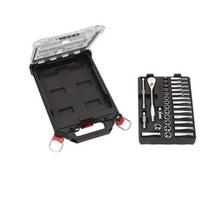 Milwaukee veržliarakčių ir galvučių rinkinys 4932478813, 3/8" metrinis, 32 vnt, 90 dantų, 4° eiga, FOUR FLAT, siauras profilis